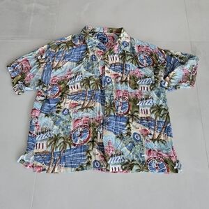 Pacific Blue Tropical Print Men's Hawaiian Shirt - XXL